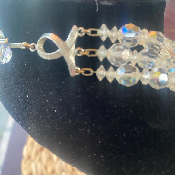 1950’s vintage AB Crystal three strand necklace 16” - Picture 6 of 12